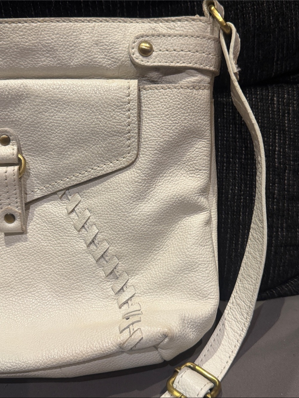 Born White Leather Crossbody with Front Stitch Detail - Picture 4 of 14